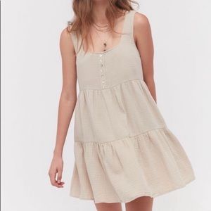 Urban Outfitters Gauze Tiered Square Neck Babydoll Mini Dress